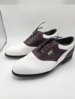 FootJoy White and Burgundy Men's Golf Oxfords